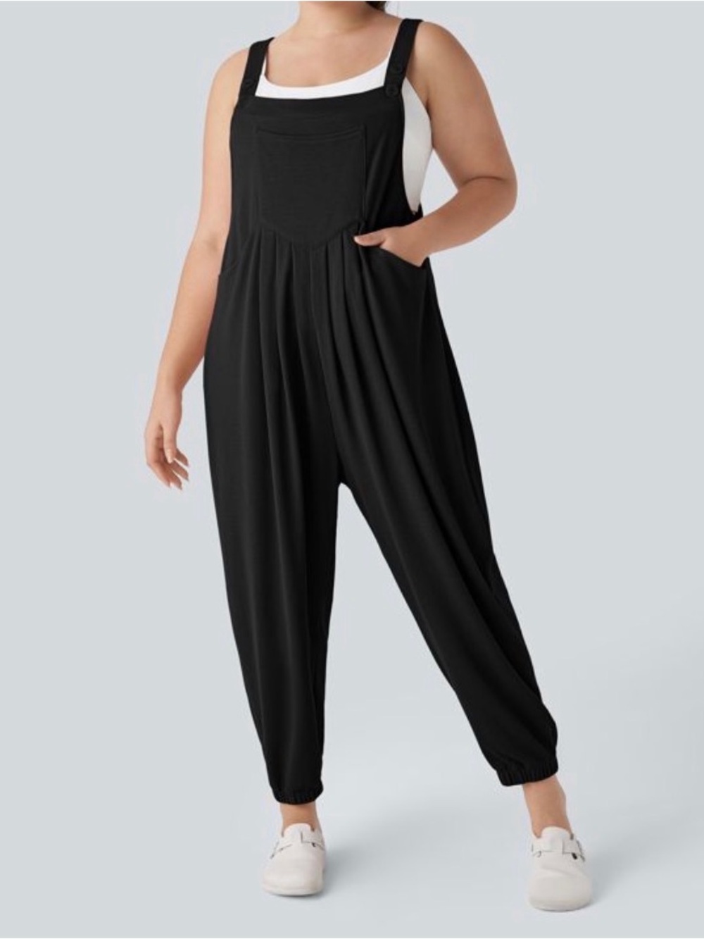 HALARA Black Plus-Size Relaxed Overalls Jumpsuit. Size 1X. NWT.